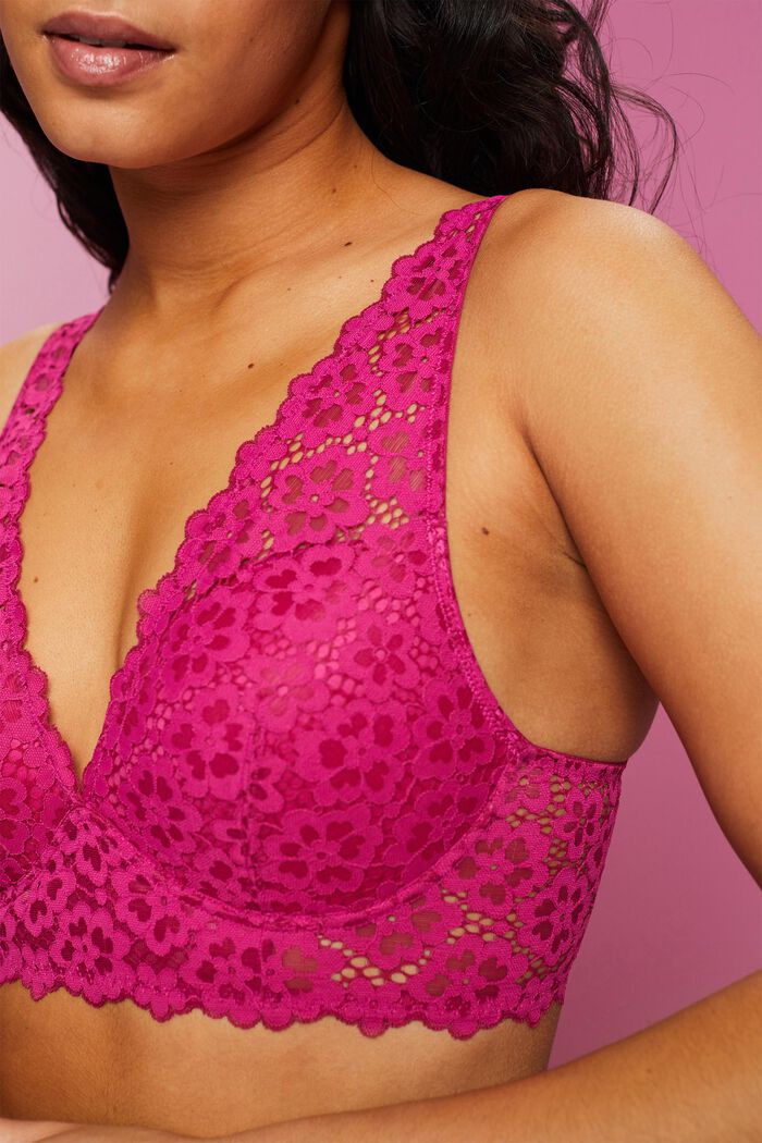 Floral Lace Bralette, PINK FUCHSIA, detail image number 1