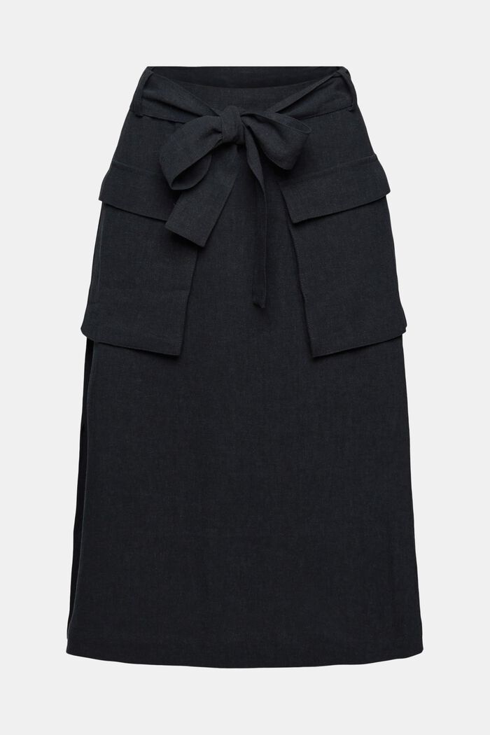 Made of blended linen: skirt with a tie-around belt