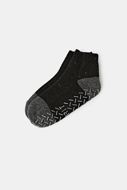 Wool blend homesocks with non-slip sole, ANTHRACITE MELANGE, overview
