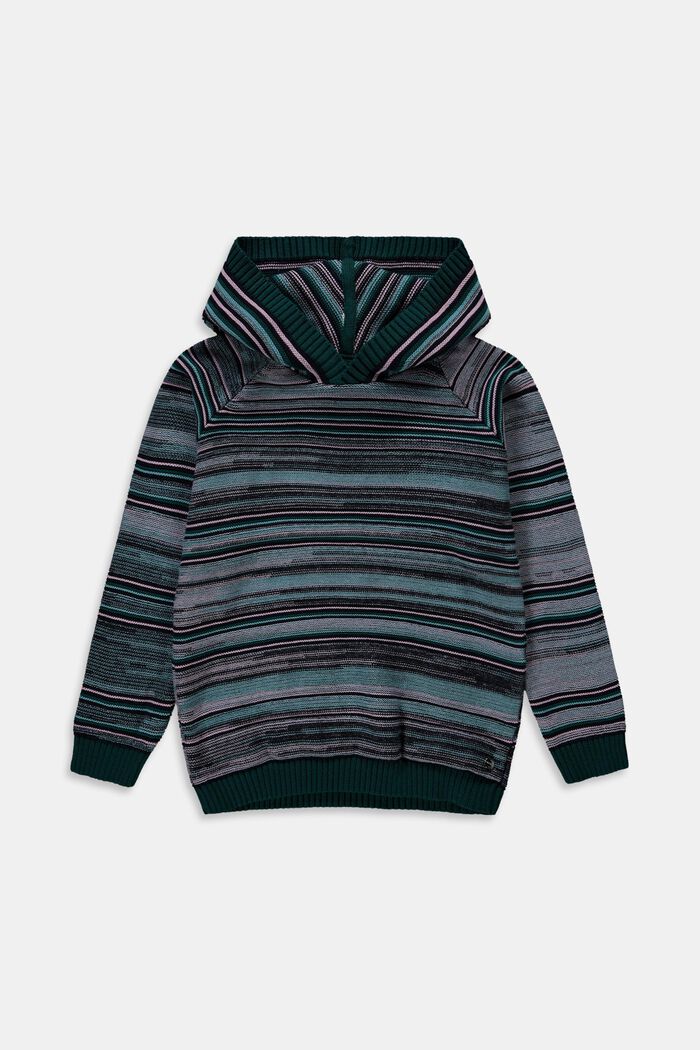 Knitted hoodie with a striped pattern