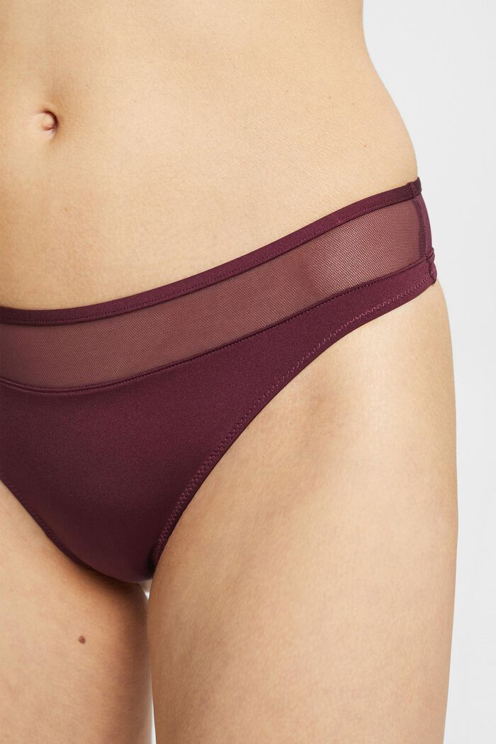 String thong with mesh waistband, BORDEAUX RED, detail image number 0