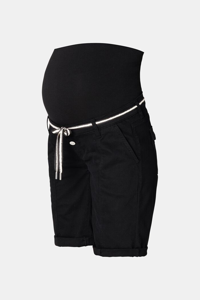 Shorts with an over-bump waistband and a belt, BLACK INK, overview
