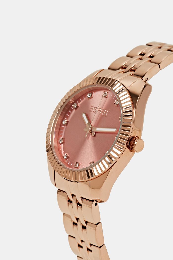 Stainless steel watch with zirconia, ROSEGOLD, detail image number 1