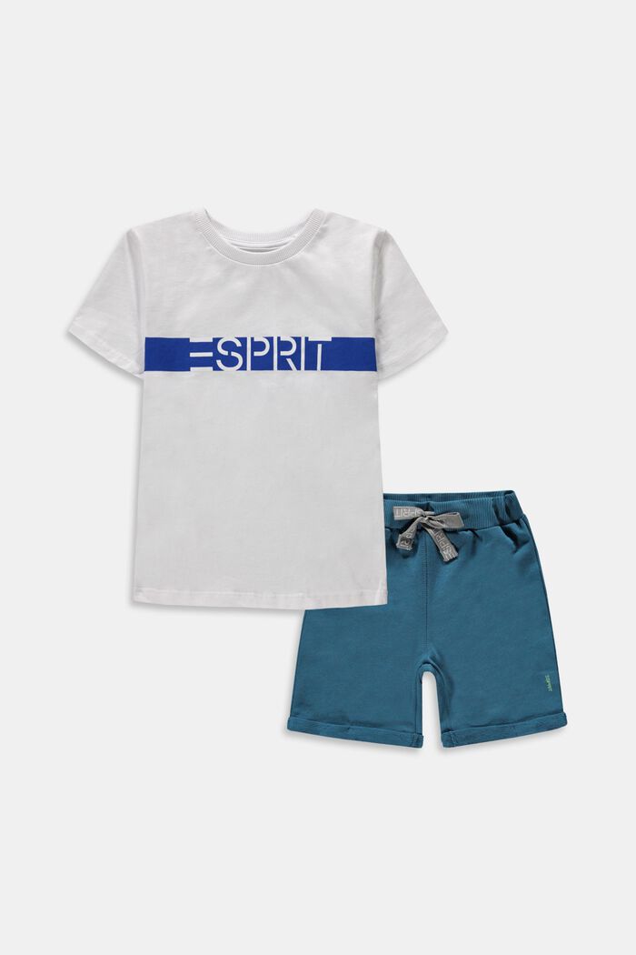 T-shirt and shorts set, in 100% cotton, WHITE, overview