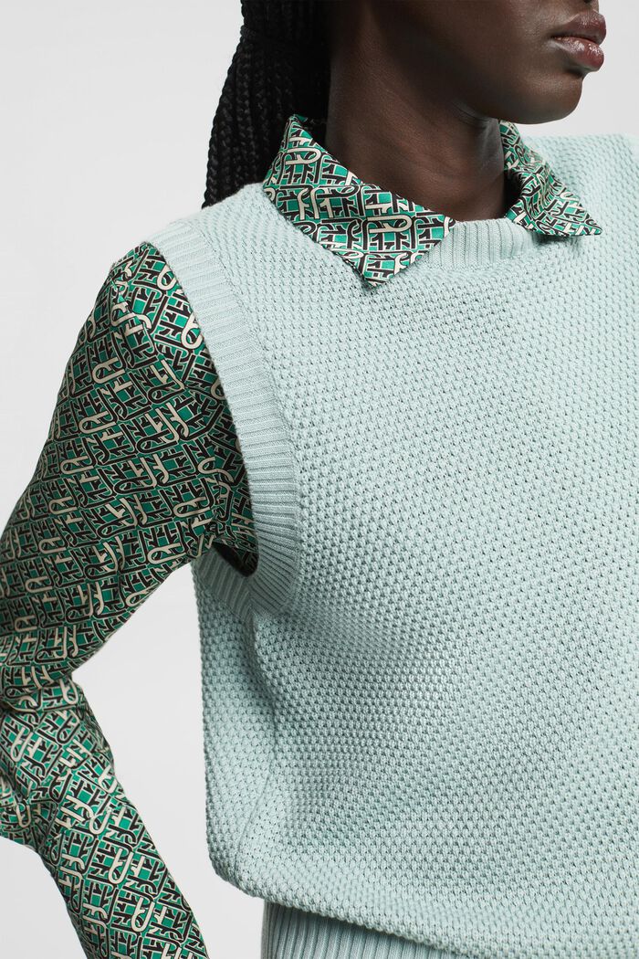 Sleeveless jumper, cotton blend, LIGHT AQUA GREEN, detail image number 0