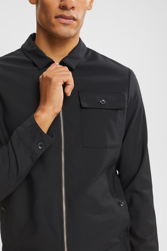 Made of wool: bomber jacket with a zip, BLACK, detail image number 0