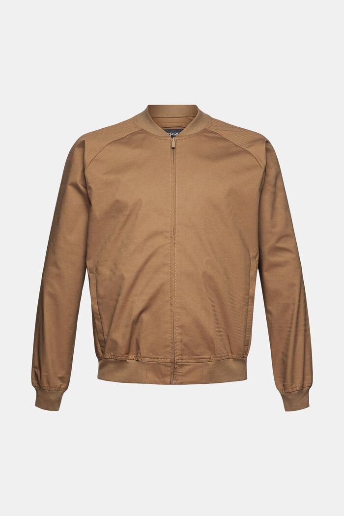 Bomber jacket made of blended organic cotton, CARAMEL, overview