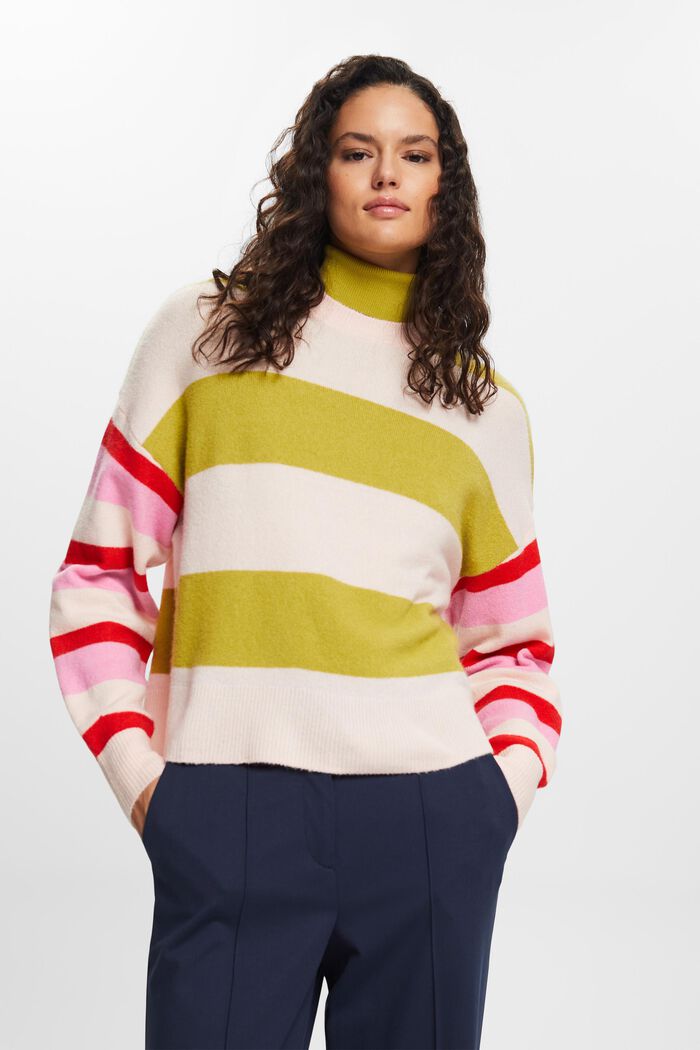 Striped Wool-Blend Sweater, LIGHT PINK, detail image number 3