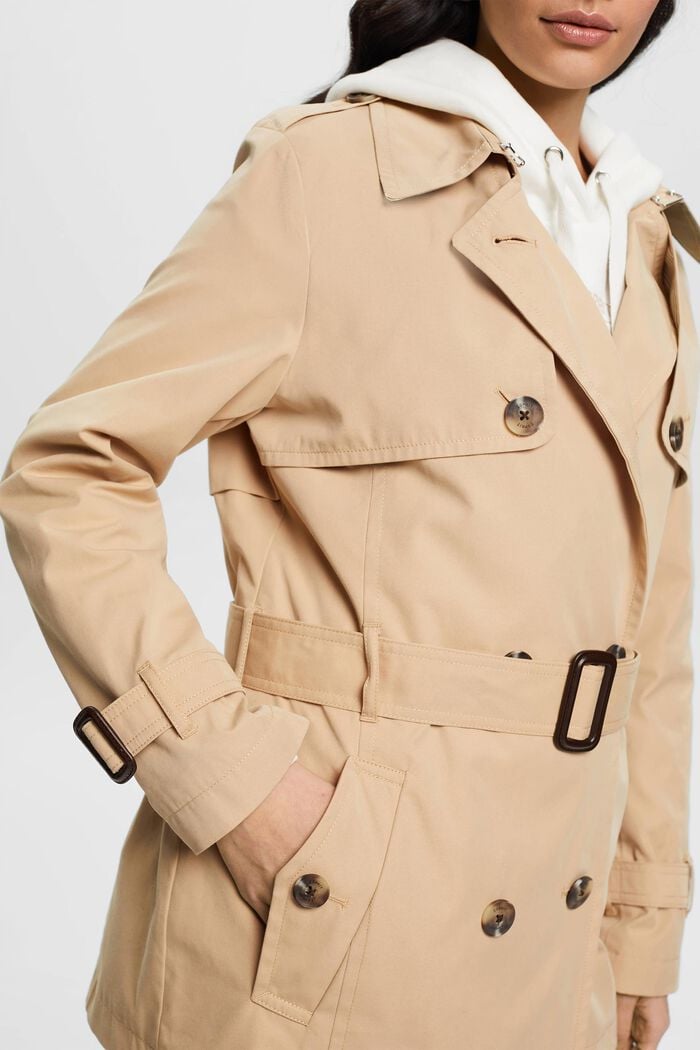 Short trench coat with belt, SAND, detail image number 2