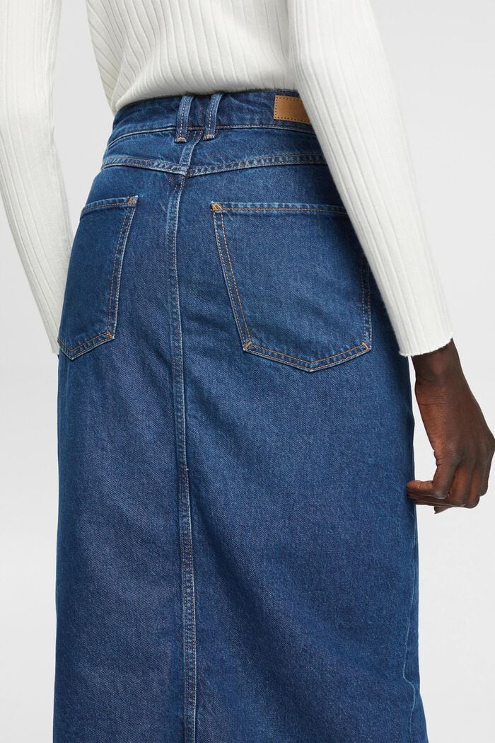 Denim skirt, organic cotton, BLUE DARK WASHED, detail image number 0