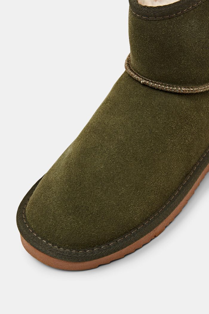 Suede Faux Fur Lined Boots, KHAKI GREEN, detail image number 3