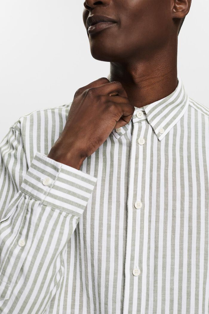 Striped Cotton Poplin Shirt, LIGHT KHAKI, detail image number 3