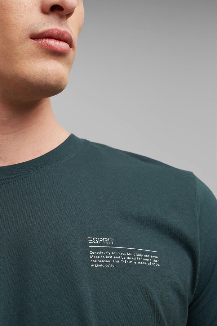 Jersey T-shirt with a print, 100% organic cotton, TEAL BLUE, detail image number 1