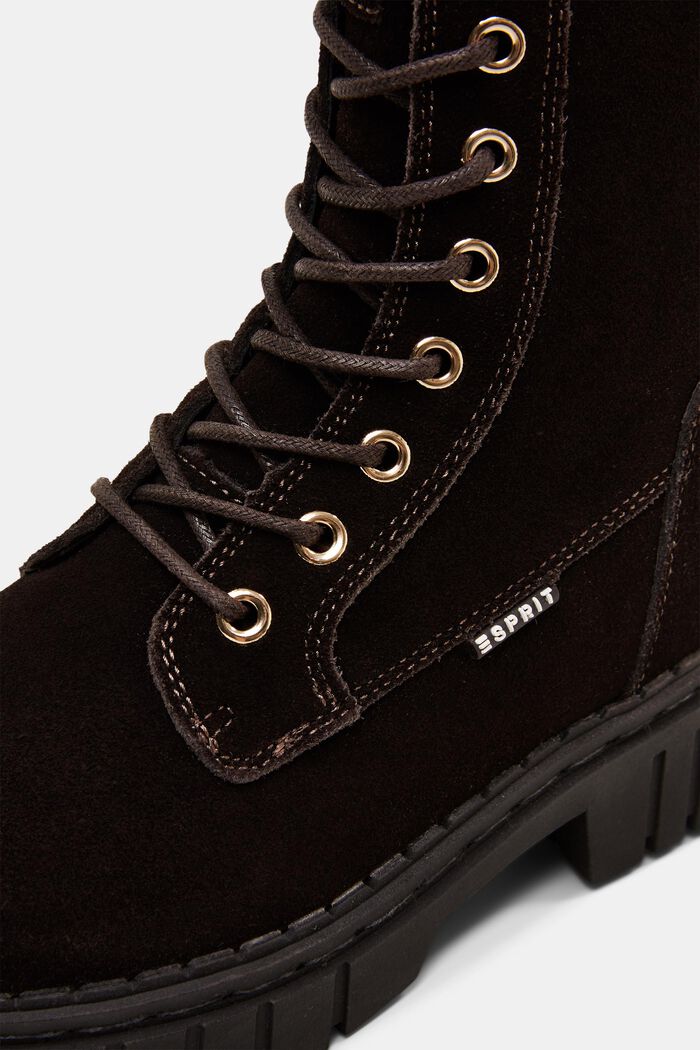 Suede lace-up boots, DARK BROWN, detail image number 3