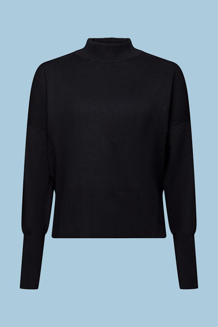 Mock Neck Sweater, BLACK, detail image number 4