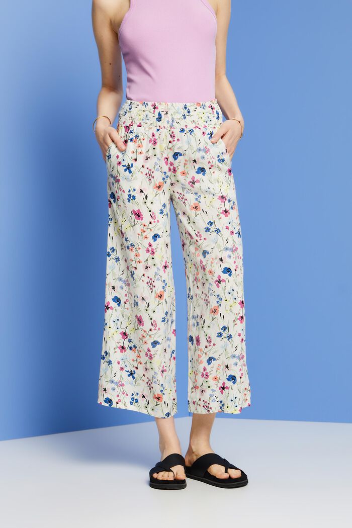 Printed pull-on culotte, OFF WHITE, detail image number 0