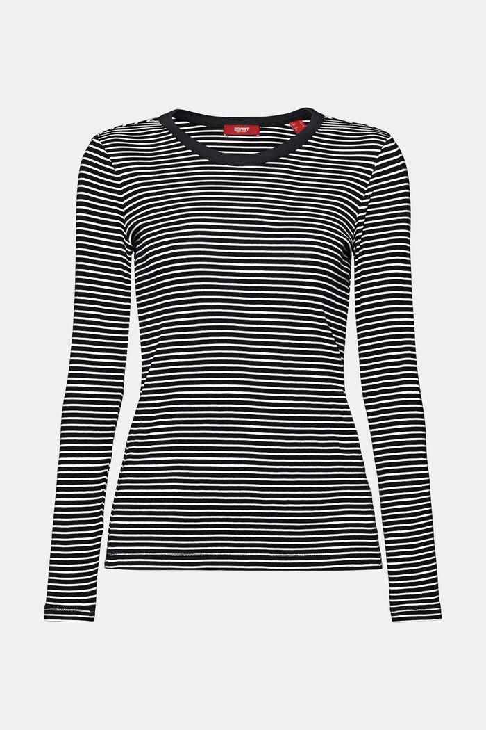Striped long sleeve top, organic cotton, BLACK, detail image number 5