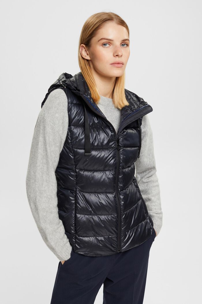 Quilted body warmer with detachable hood, BLACK, detail image number 0