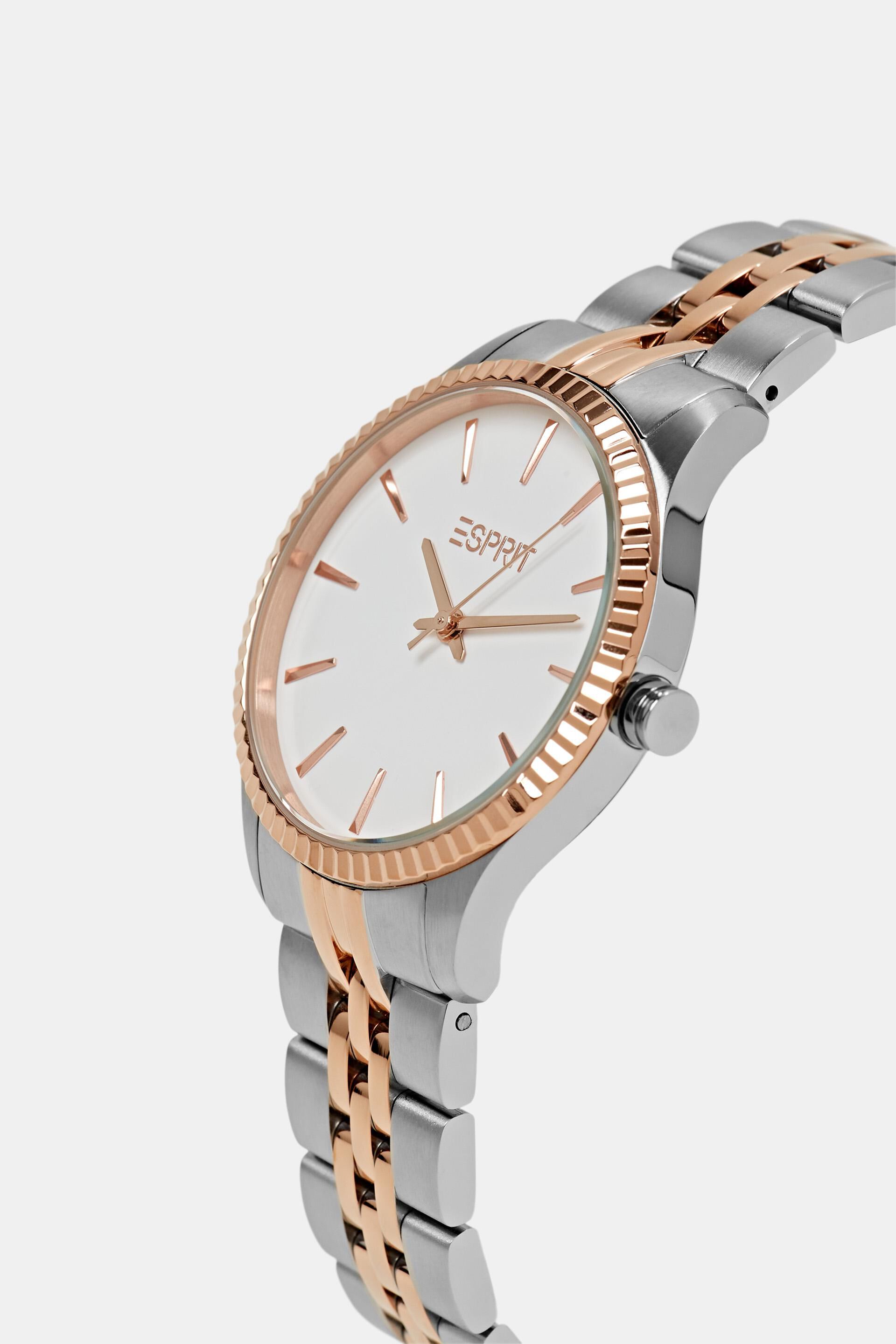 ESPRIT - Bi-colour watch with a corrugated bezel at our online shop
