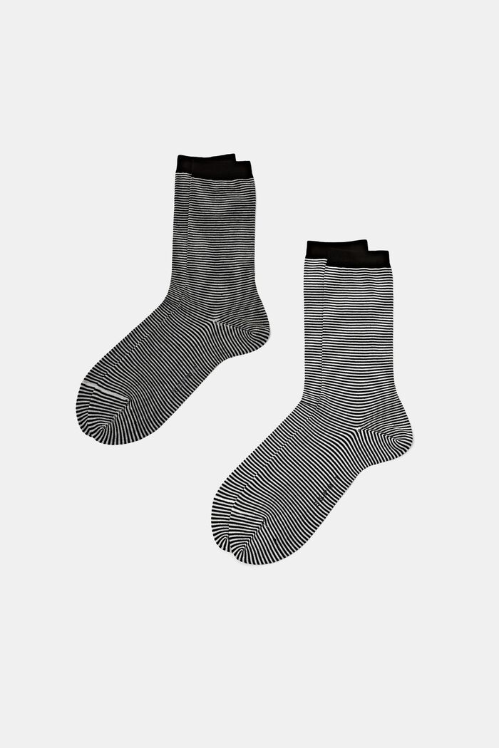 2-Pack Striped Chunky Knit Socks, BLACK, detail image number 0