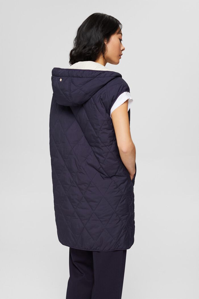 Made of recycled material: Quilted body warmer with padding, NAVY, detail image number 3