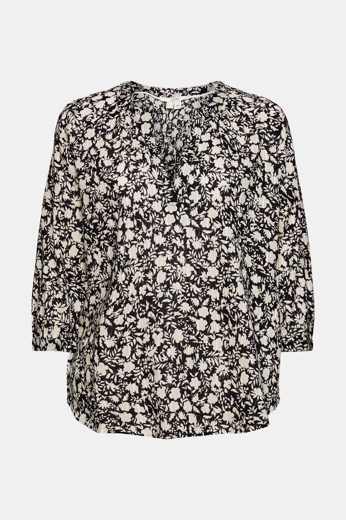 Patterned blouse with 3/4 sleeves, BLACK, overview