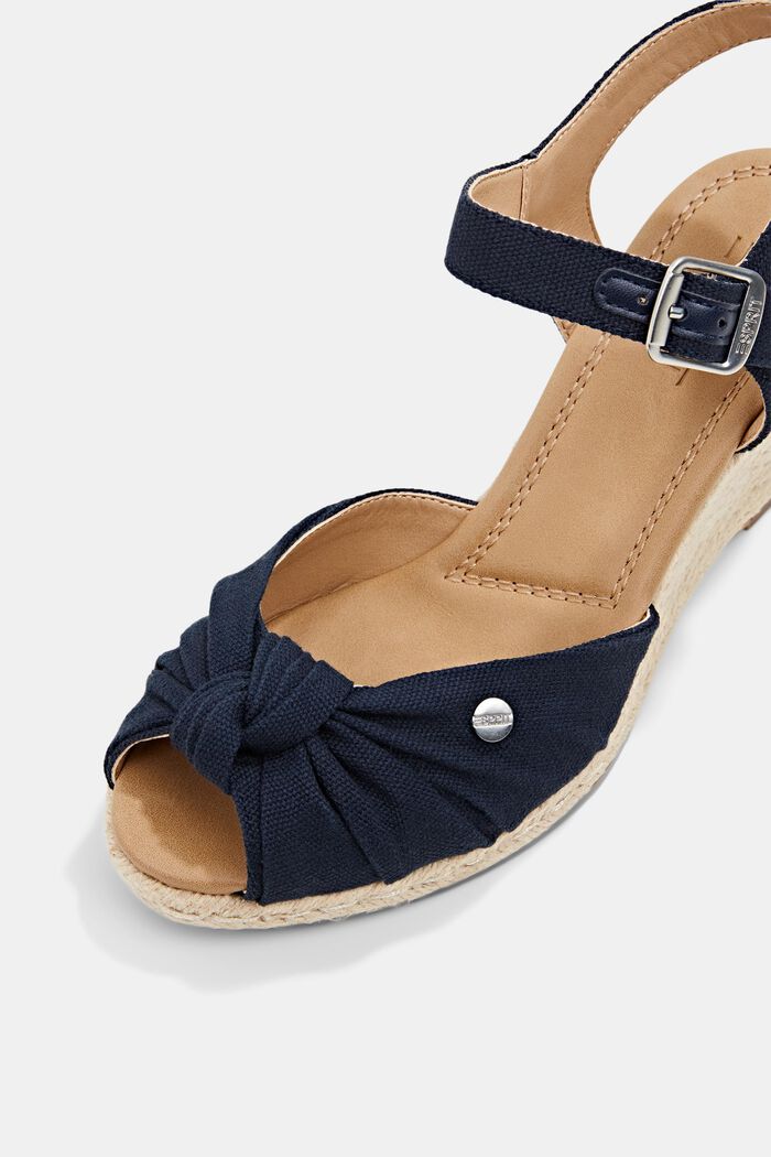 Wedge heel sandals with knot detail, NAVY, detail image number 4