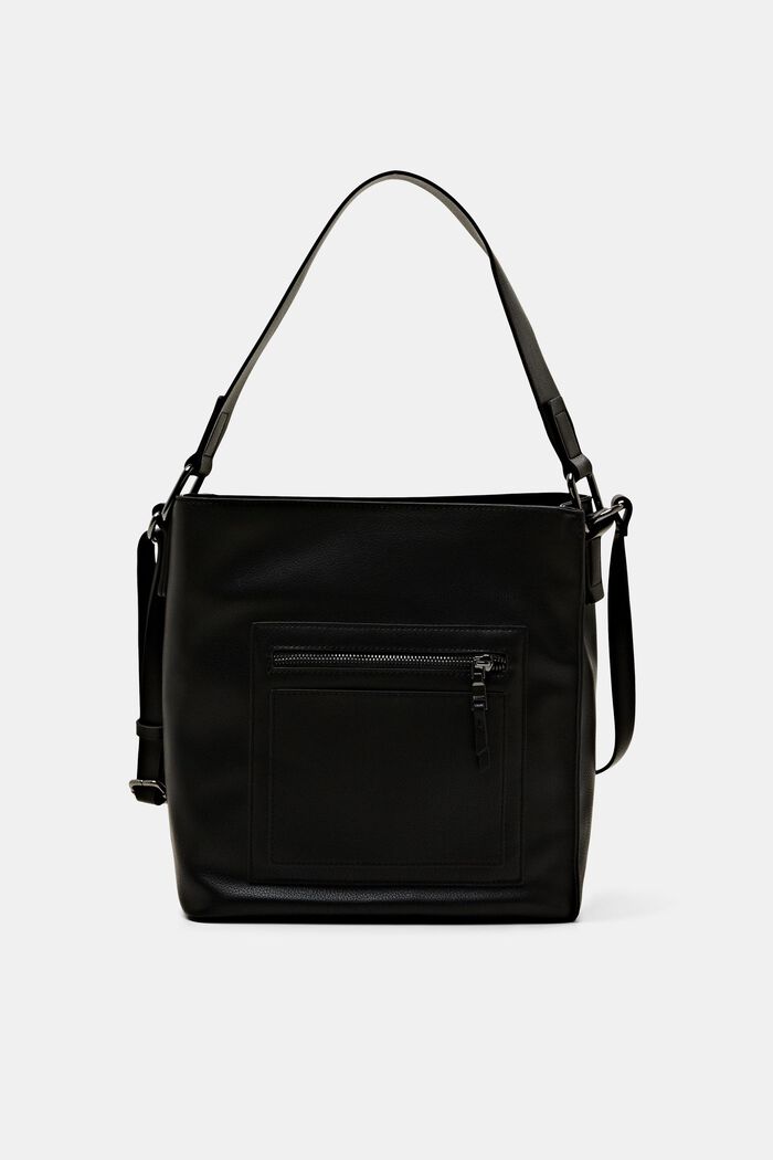 Faux leather hobo bag, BLACK, detail image number 0