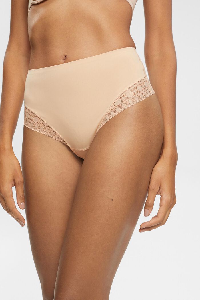 Shaping-effect thong with lace