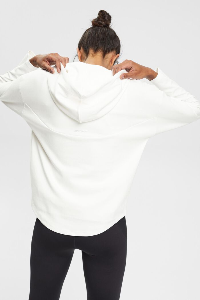 Sweatshirt hoodie, organic cotton blend, OFF WHITE, detail image number 3