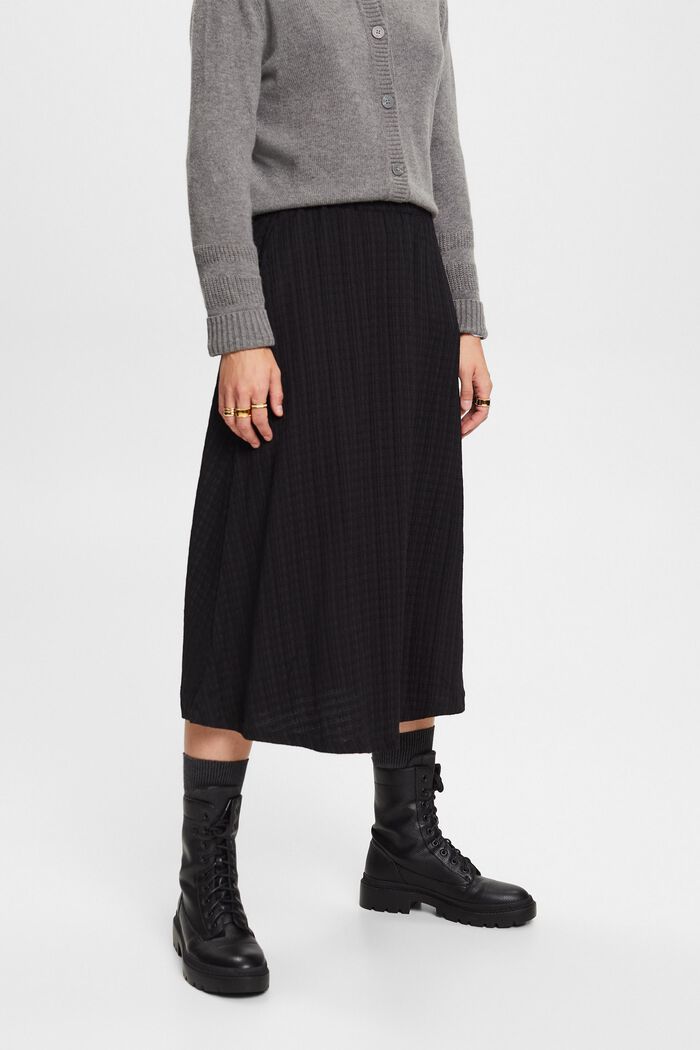 Crinkled Midi Skirt, BLACK, detail image number 2