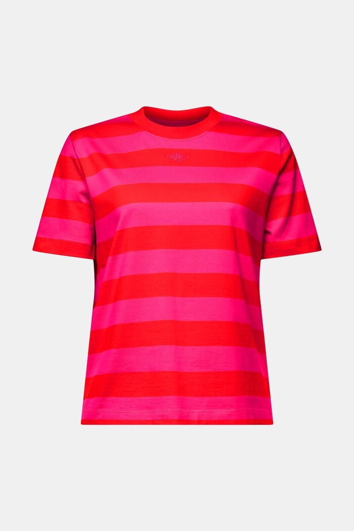 Pima Cotton Striped Embroidered Logo T-Shirt, RED, detail image number 5