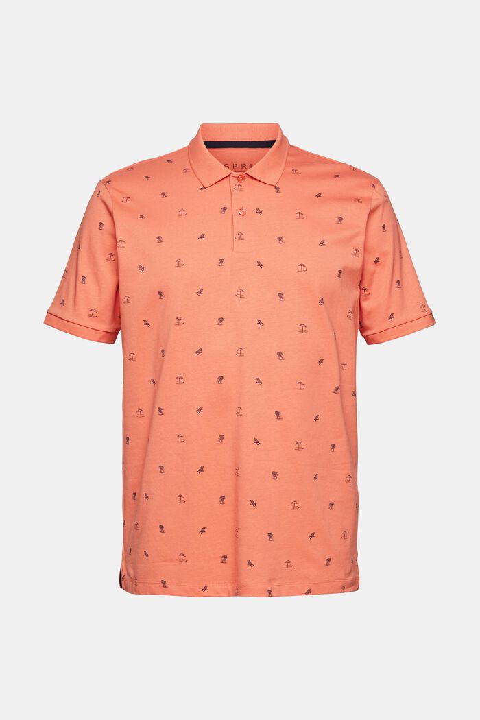 Jersey polo shirt with a print, CORAL, detail image number 6