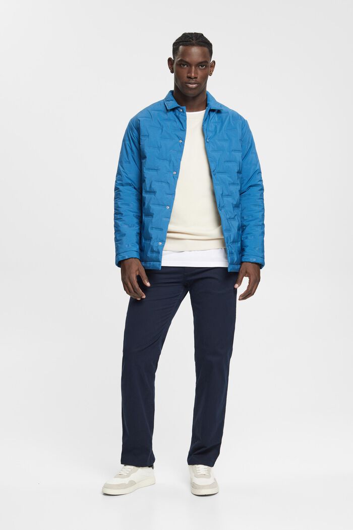 Quilted jacket with turn-down collar, PETROL BLUE, detail image number 1