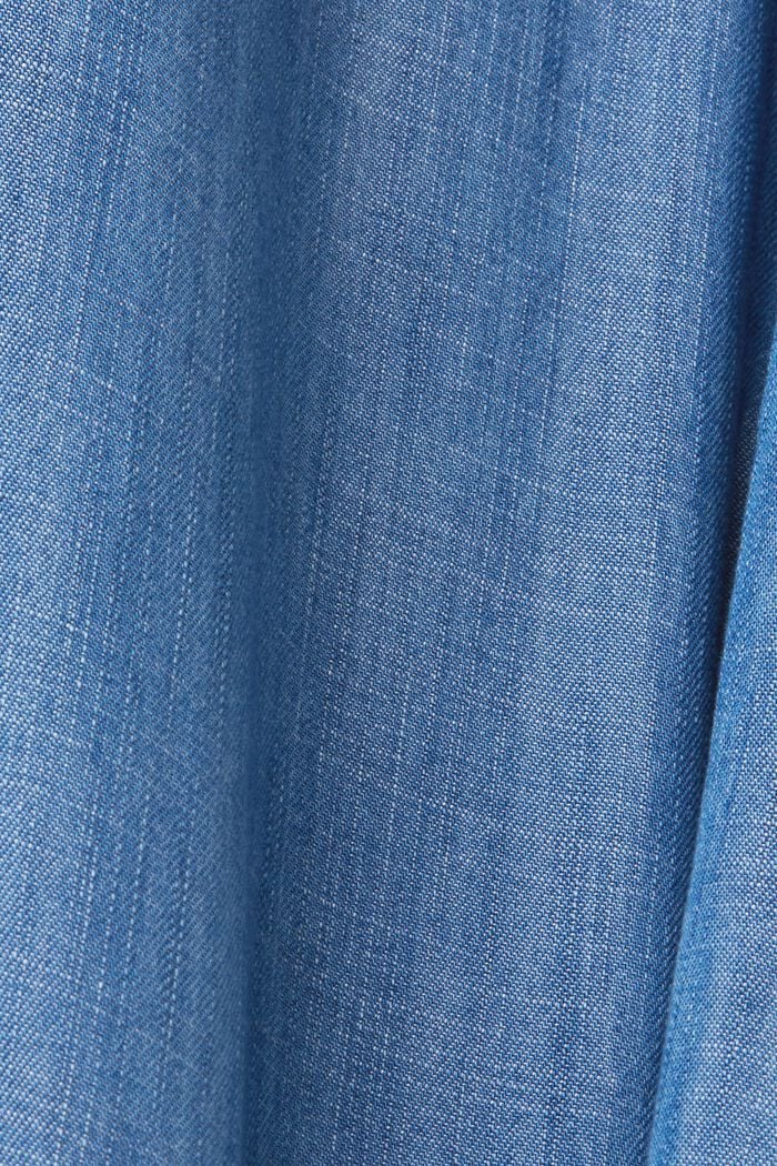 Denim shirt dress with detachable tie belt, BLUE MEDIUM WASHED, detail image number 4