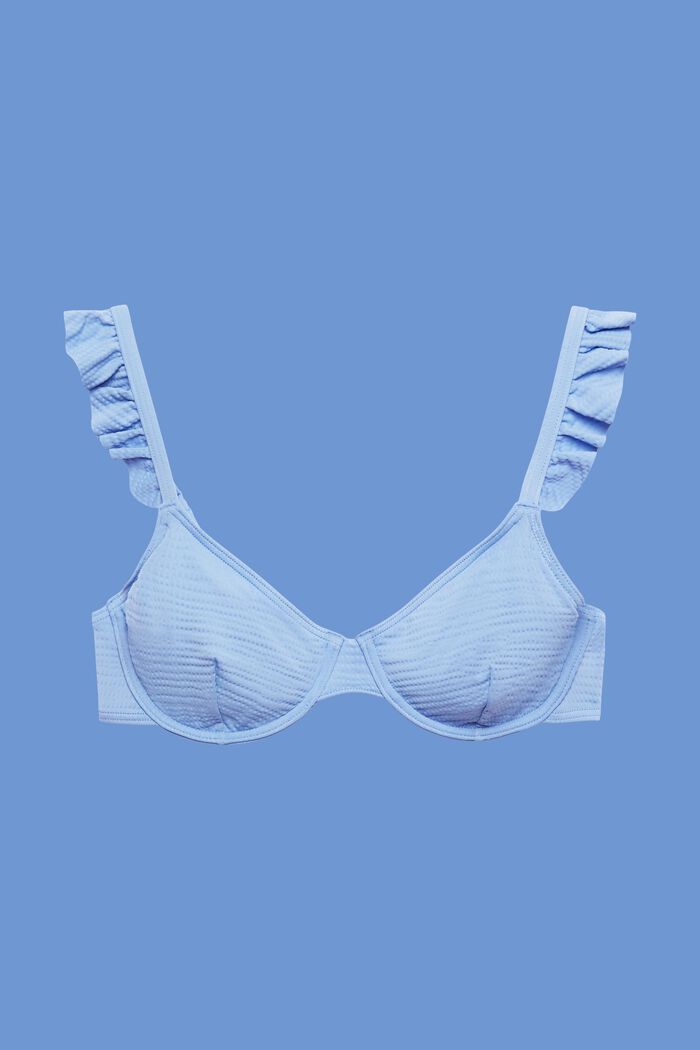 Recycled: underwired bikini top with ruffles, LIGHT BLUE LAVENDER, detail image number 4