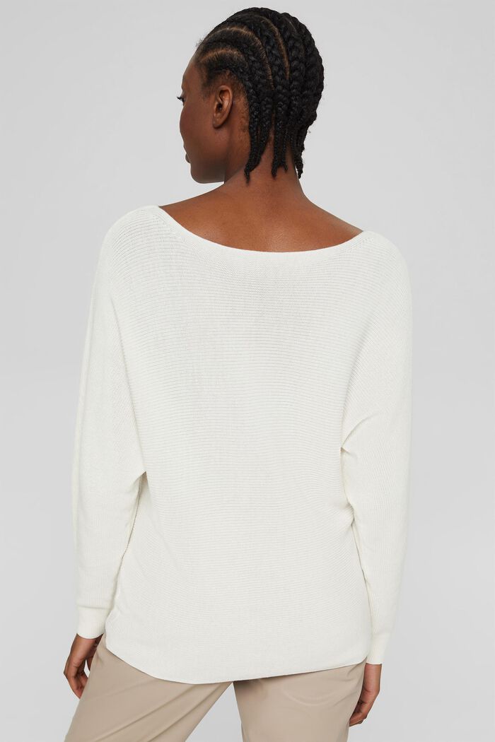 Bateau neck jumper made of organic cotton/TENCEL™, OFF WHITE, detail image number 4