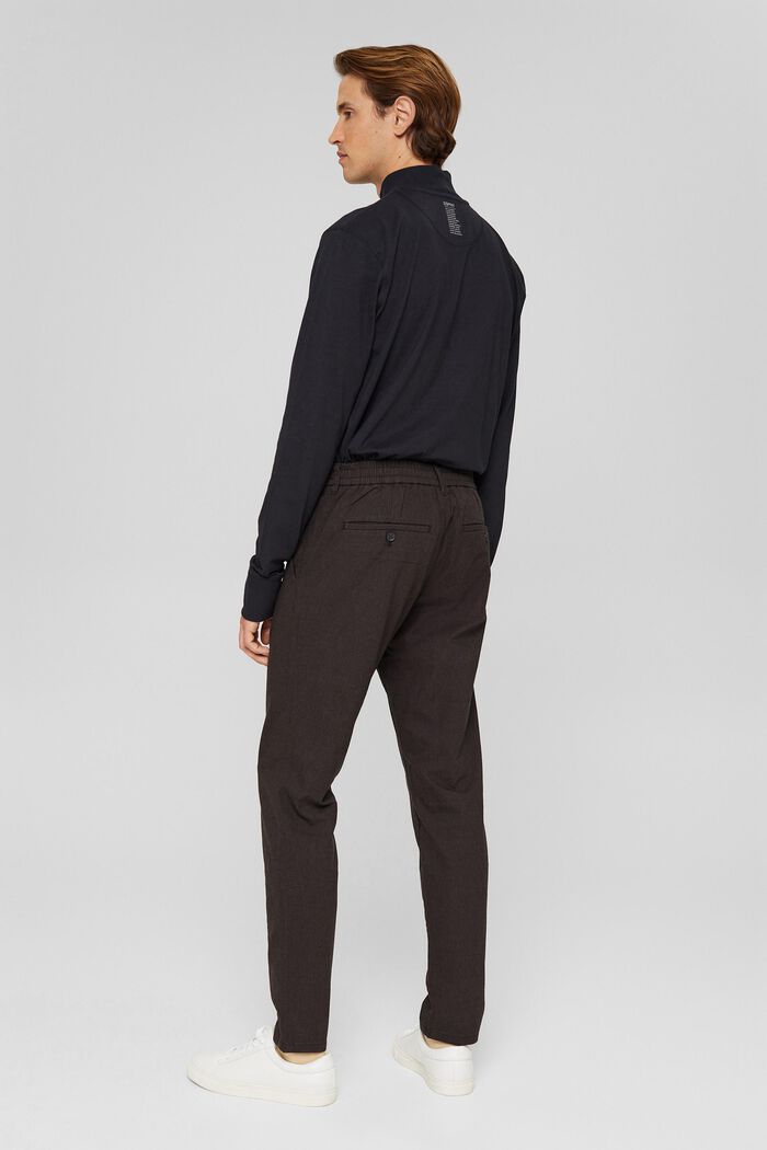 Two-tone suit trousers made of blended cotton, DARK BROWN, detail image number 3