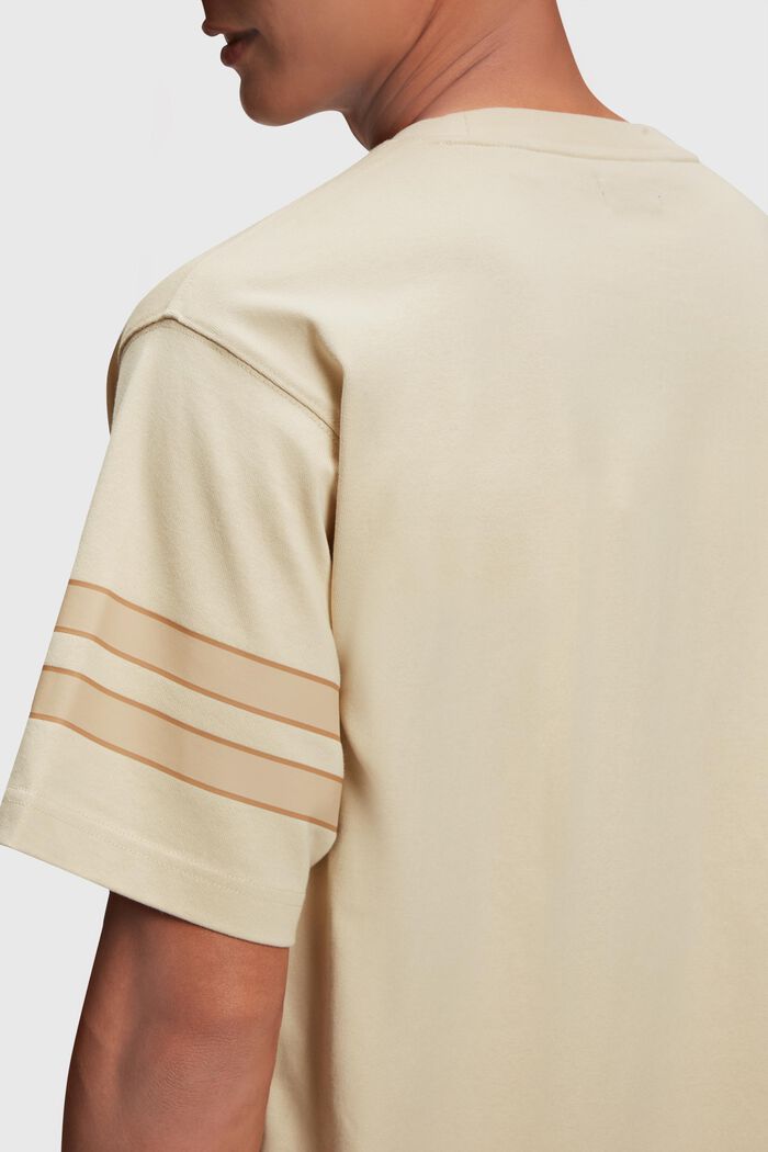 Striped sleeve graphic print tee, LIGHT BEIGE, detail image number 3