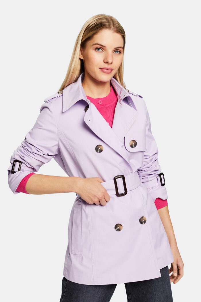 Short Double-Breasted Trench Coat, LAVENDER, detail image number 0