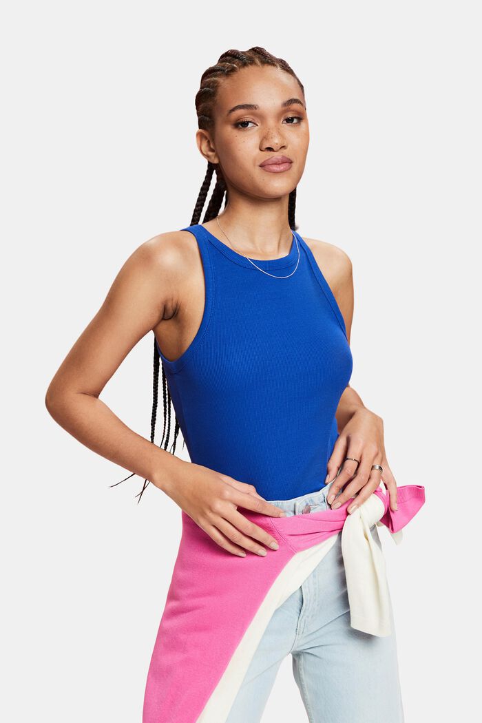 Ribbed Tank Top, BRIGHT BLUE, detail image number 0