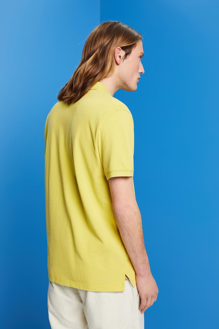 Stone-washed cotton pique polo shirt, DUSTY YELLOW, detail image number 3