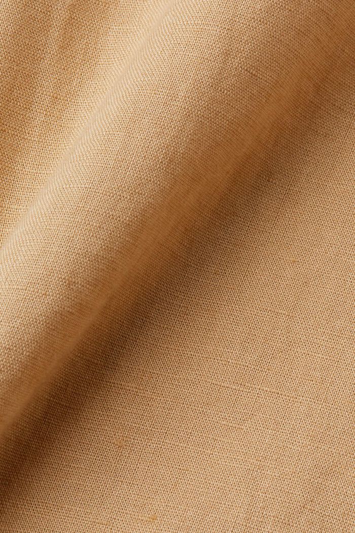 Cotton and linen blended button-down shirt, BEIGE, detail image number 4
