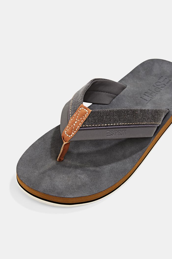 Thong sandals with material mix elements, GUNMETAL, detail image number 4