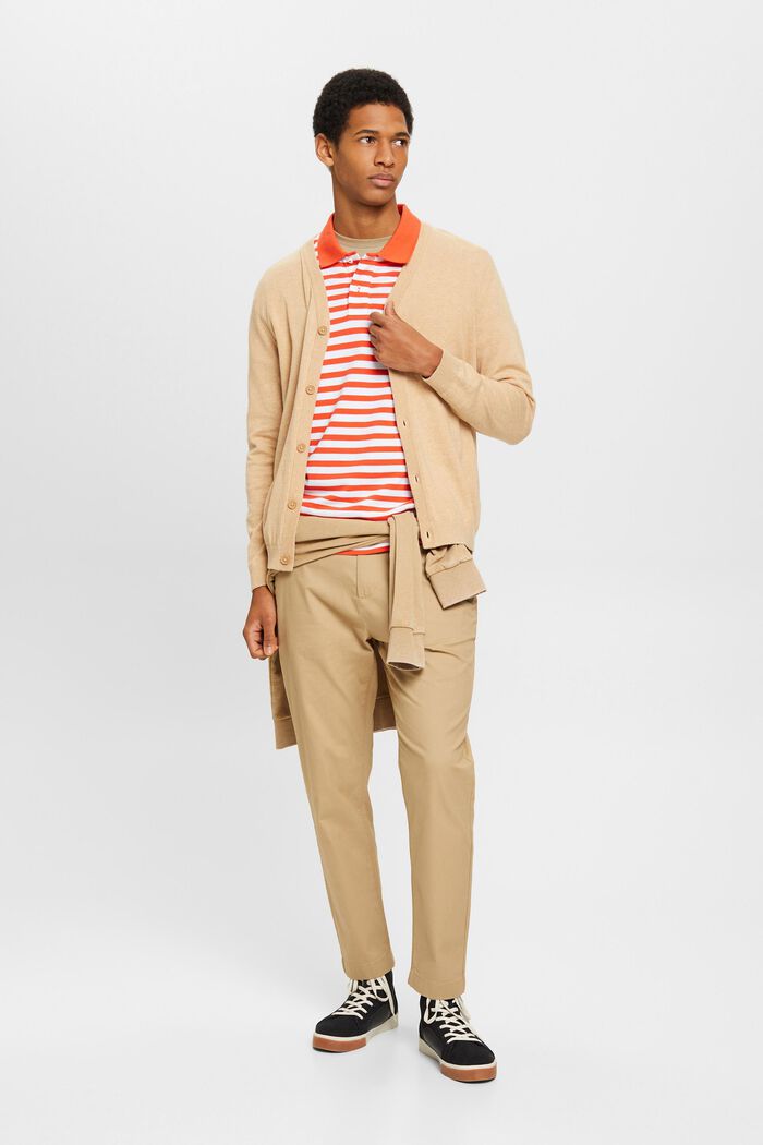Striped slim fit polo shirt, ORANGE RED, detail image number 1