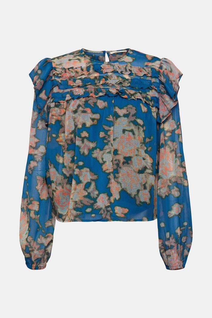 Printed chiffon blouse with ruffles