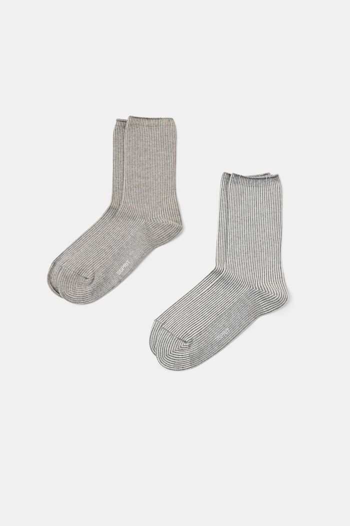 2-Pack Striped Chunky Knit Socks, GREY, detail image number 0