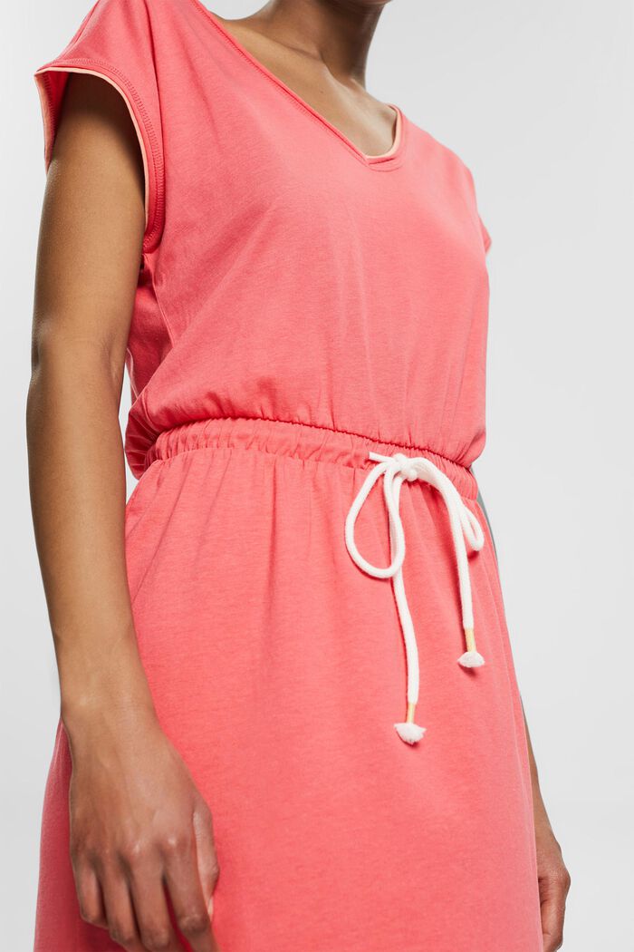 Containing TENCEL™: jersey dress with drawstring ties, CORAL RED, detail image number 3