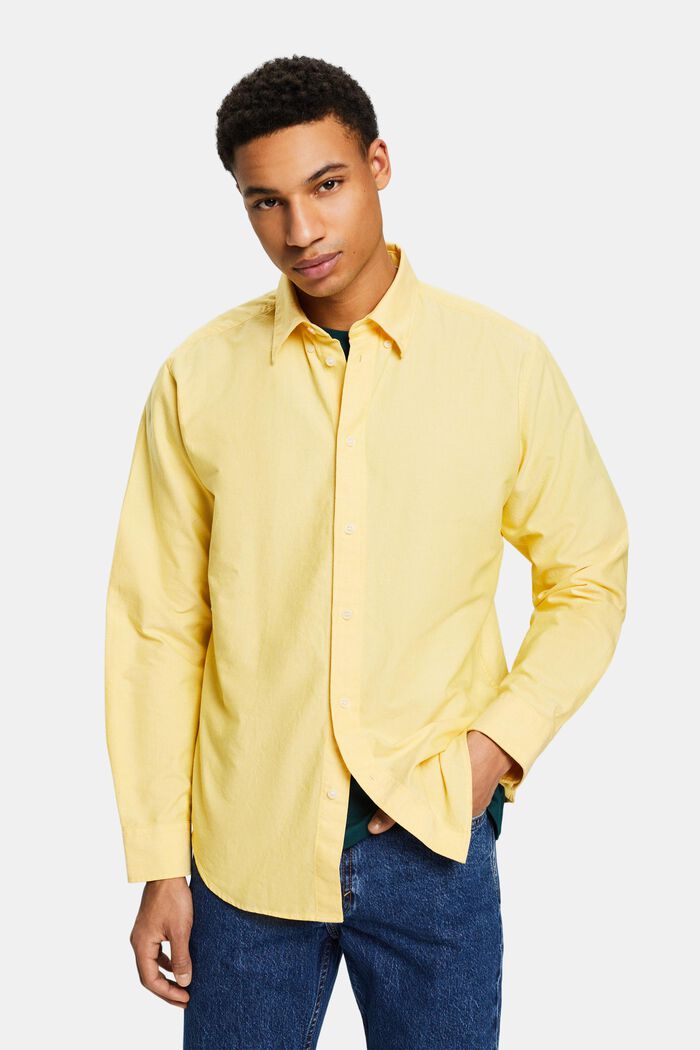 Cotton Oxford Shirt, YELLOW, detail image number 0