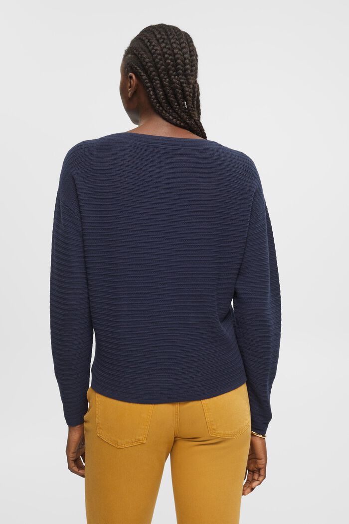 Mixed Knit Striped Sweater, NAVY, detail image number 3